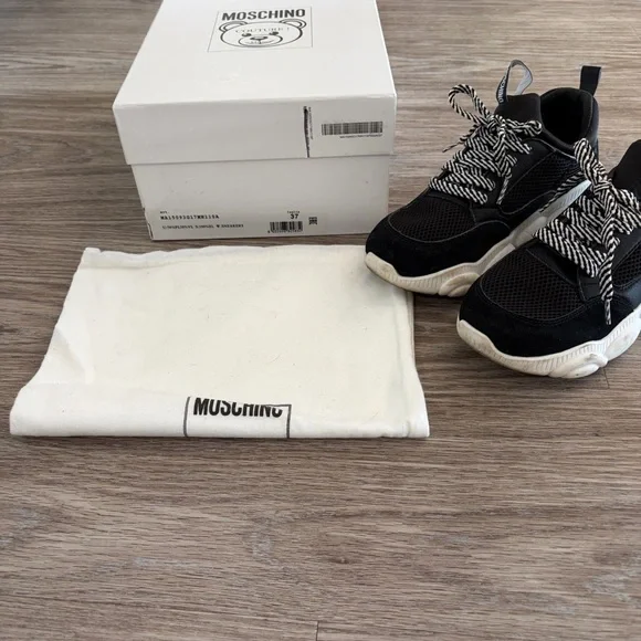 MOSCHINO - “AUTHENTIC” Black and White Sneakers - Picture 2 of 6